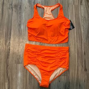 Women’s High-Waist Orange Tank Bikini Set